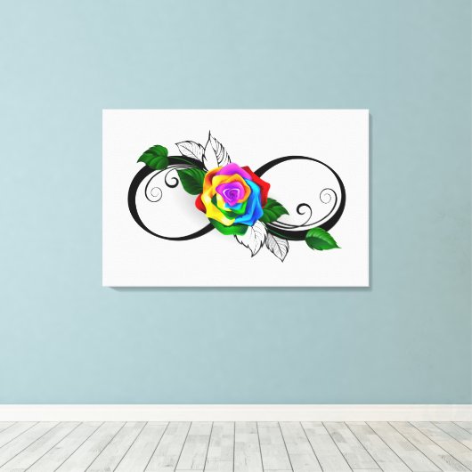 Infiniteitssymbool met regenboogRoos Canvas Afdruk (Insitu (Houten vloer))