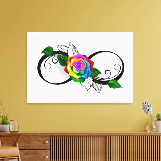 Infiniteitssymbool met regenboogRoos Canvas Afdruk (Insitu (Woonkamer))