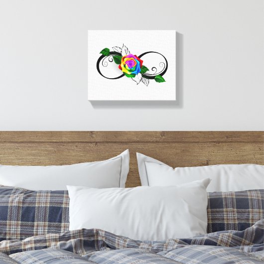 Infiniteitssymbool met regenboogRoos Canvas Afdruk (Insitu (Slaapkamer))