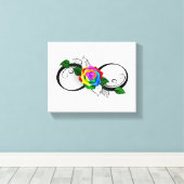 Infiniteitssymbool met regenboogRoos Canvas Afdruk (Insitu (Houten vloer))