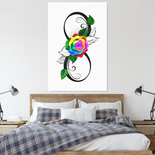 Infiniteitssymbool met regenboogRoos Canvas Afdruk (Insitu (Slaapkamer))