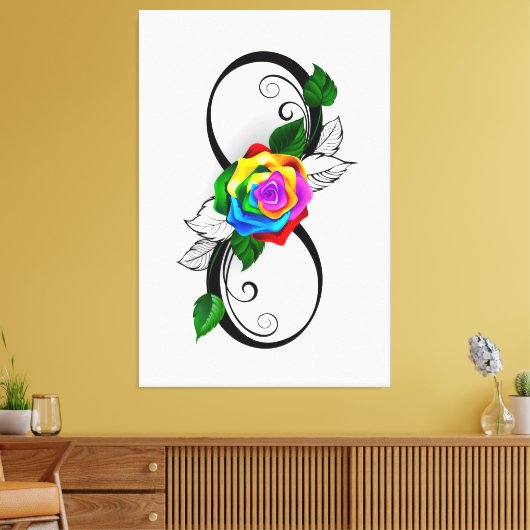 Infiniteitssymbool met regenboogRoos Canvas Afdruk (Insitu (Woonkamer))