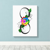 Infiniteitssymbool met regenboogRoos Canvas Afdruk (Insitu (Houten vloer))