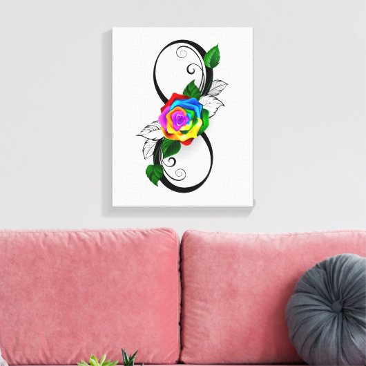 Infiniteitssymbool met regenboogRoos Canvas Afdruk (Insitu (Woonkamer))
