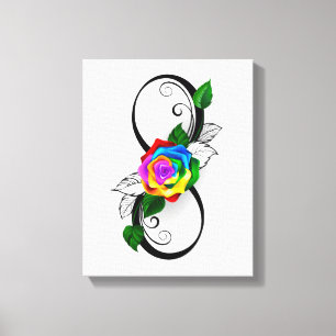 Infiniteitssymbool met regenboogRoos Canvas Afdruk