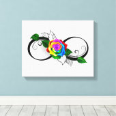 Infiniteitssymbool met regenboogRoos Canvas Afdruk (Insitu (Houten vloer))