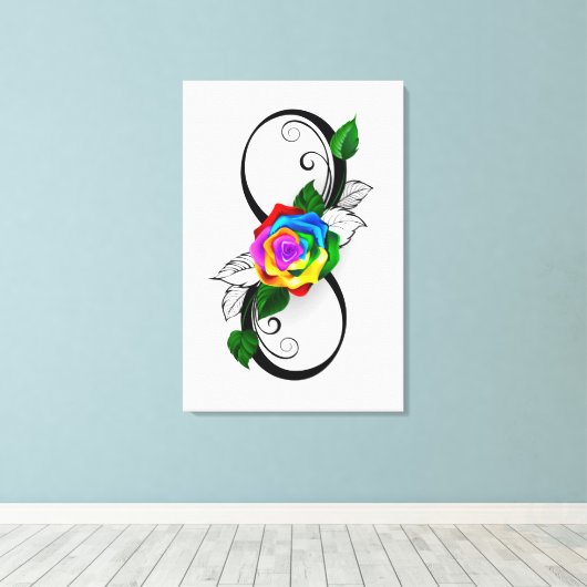 Infiniteitssymbool met regenboogRoos Canvas Afdruk (Insitu (Houten vloer))