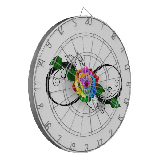Infiniteitssymbool met regenboogRoos Dartbord (Voorkant Links)
