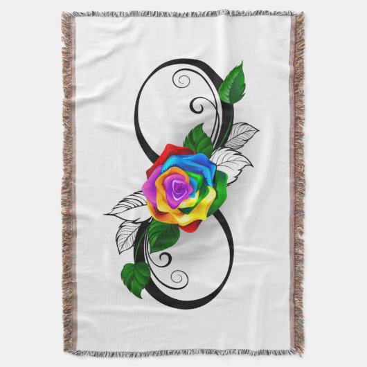 Infiniteitssymbool met regenboogRoos Deken (Voorkant Verticaal)