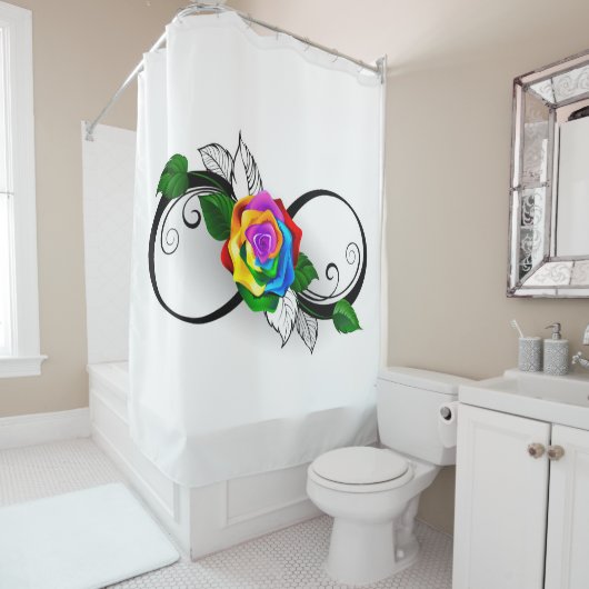 Infiniteitssymbool met regenboogRoos Douchegordijn (In situ)