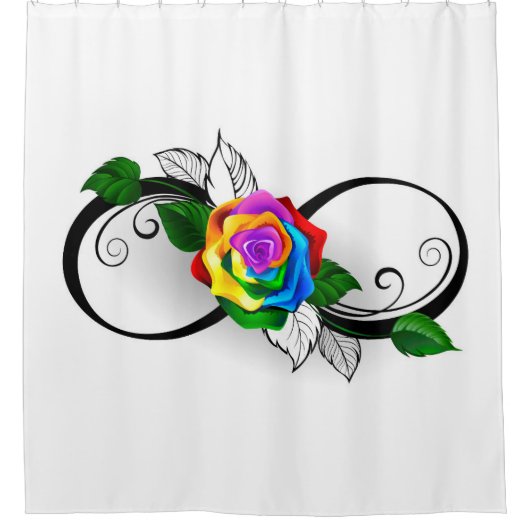 Infiniteitssymbool met regenboogRoos Douchegordijn (Voorkant)