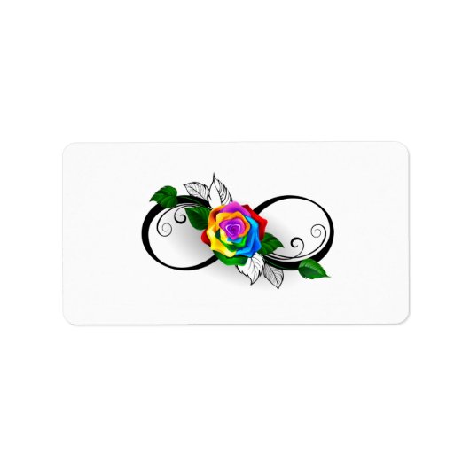 Infiniteitssymbool met regenboogRoos Etiket (Voorkant)