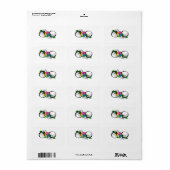 Infiniteitssymbool met regenboogRoos Etiket (Full Sheet)
