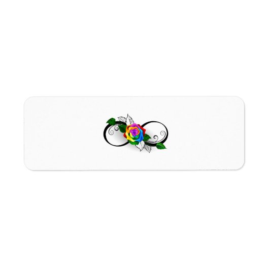 Infiniteitssymbool met regenboogRoos Etiket (Voorkant)