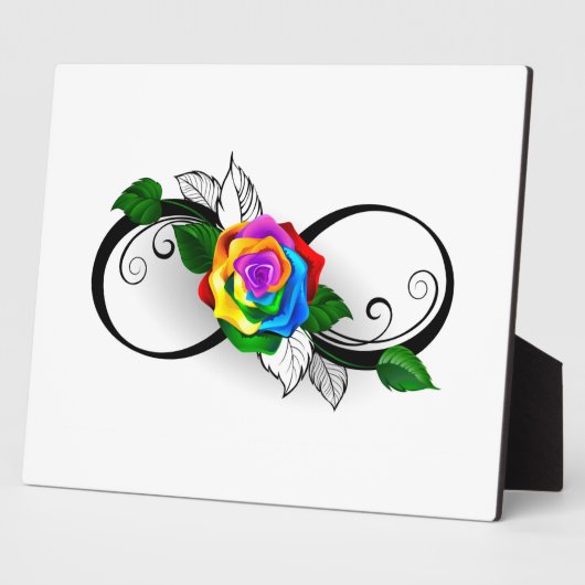 Infiniteitssymbool met regenboogRoos Fotoplaat (Zijkant)