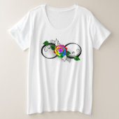 Infiniteitssymbool met regenboogRoos Grote Maat T-shirt (Design voorkant)