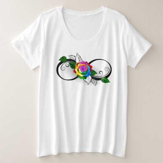 Infiniteitssymbool met regenboogRoos Grote Maat T-shirt (Design voorkant)