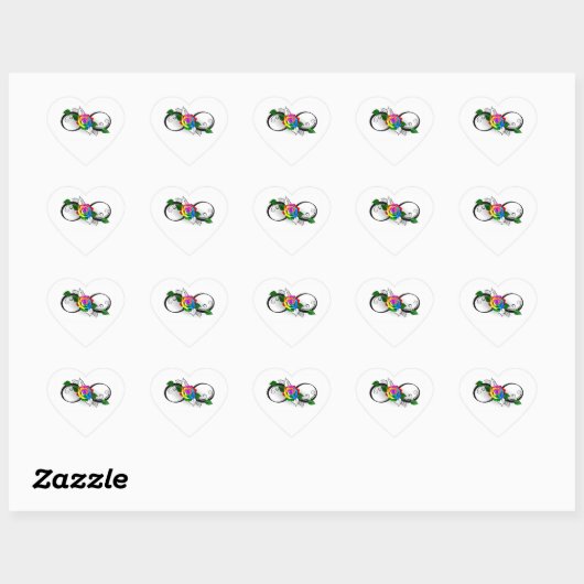 Infiniteitssymbool met regenboogRoos Hart Sticker (Vel)