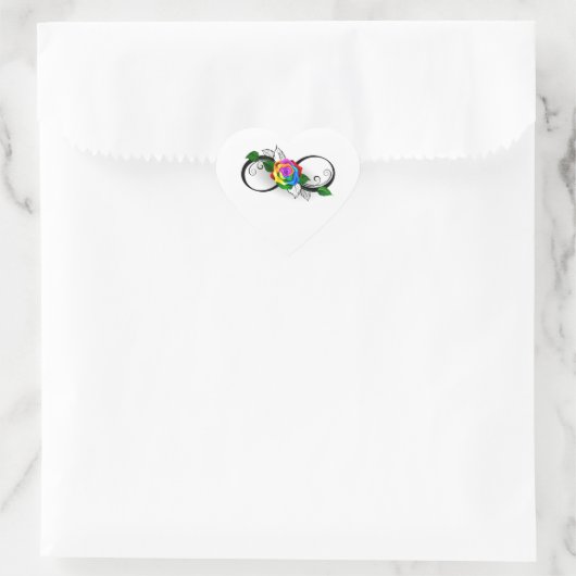 Infiniteitssymbool met regenboogRoos Hart Sticker (Tas)