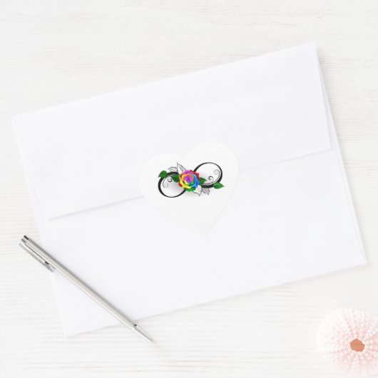 Infiniteitssymbool met regenboogRoos Hart Sticker (Envelop)
