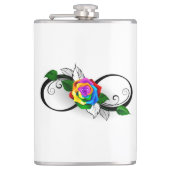 Infiniteitssymbool met regenboogRoos Heupfles (Voorkant)