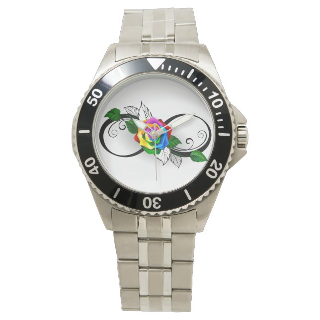Infiniteitssymbool met regenboogRoos Horloge (Voorkant)