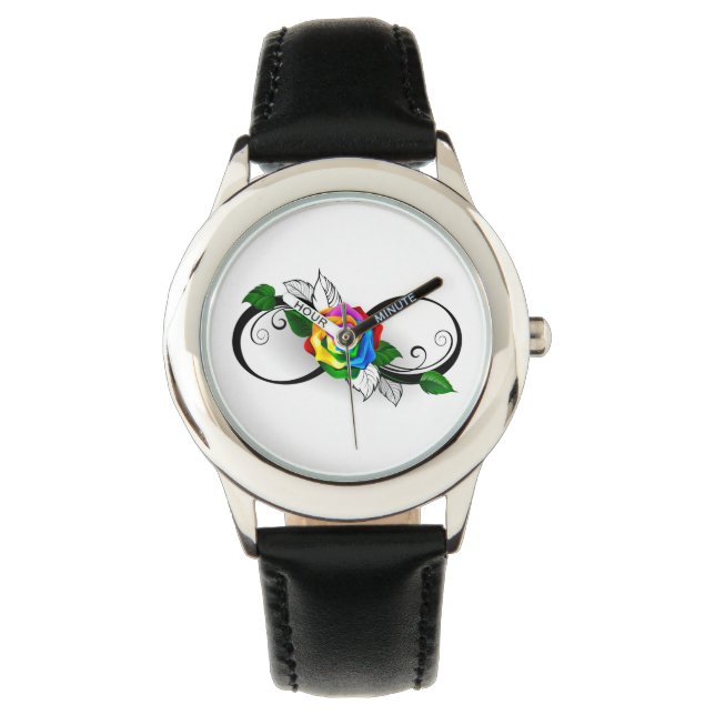 Infiniteitssymbool met regenboogRoos Horloge (Voorkant)