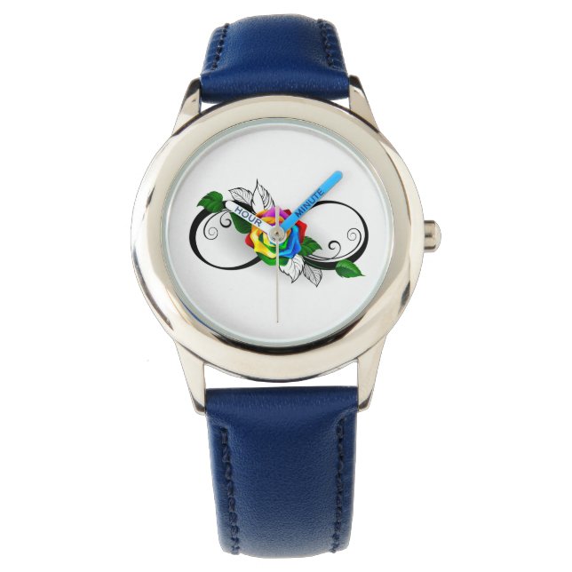Infiniteitssymbool met regenboogRoos Horloge (Voorkant)