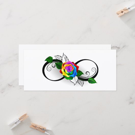 Infiniteitssymbool met regenboogRoos Kaart (Voorkant / Achterkant in situ)