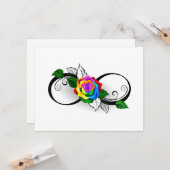 Infiniteitssymbool met regenboogRoos Kaart (Voorkant / Achterkant in situ)