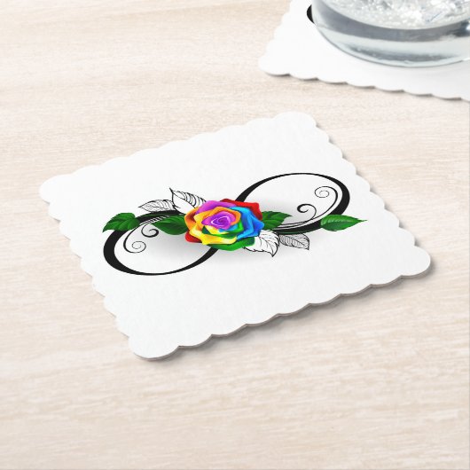 Infiniteitssymbool met regenboogRoos Kartonnen Onderzetters (Gebogen)