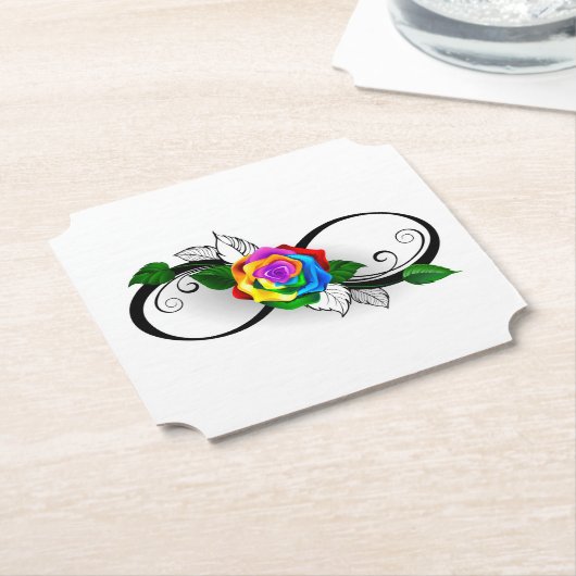 Infiniteitssymbool met regenboogRoos Kartonnen Onderzetters (Gekanteld)