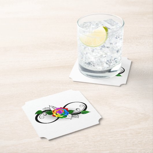 Infiniteitssymbool met regenboogRoos Kartonnen Onderzetters (Insitu)