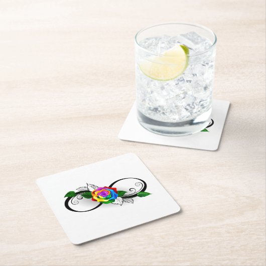 Infiniteitssymbool met regenboogRoos Kartonnen Onderzetters (Insitu)