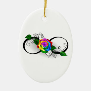 Infiniteitssymbool met regenboogRoos Keramisch Ornament