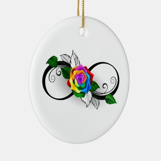 Infiniteitssymbool met regenboogRoos Keramisch Ornament (Rechts)