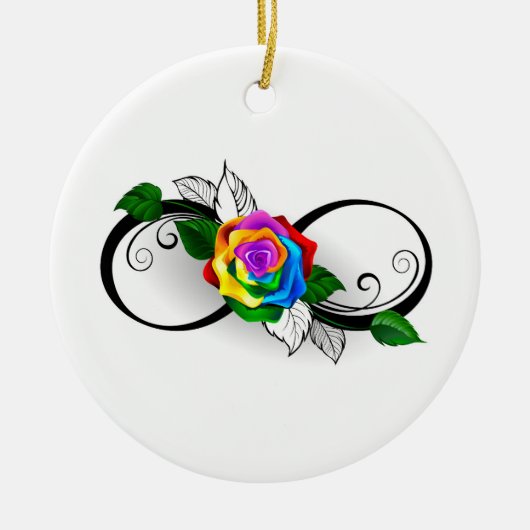 Infiniteitssymbool met regenboogRoos Keramisch Ornament (Voorkant)