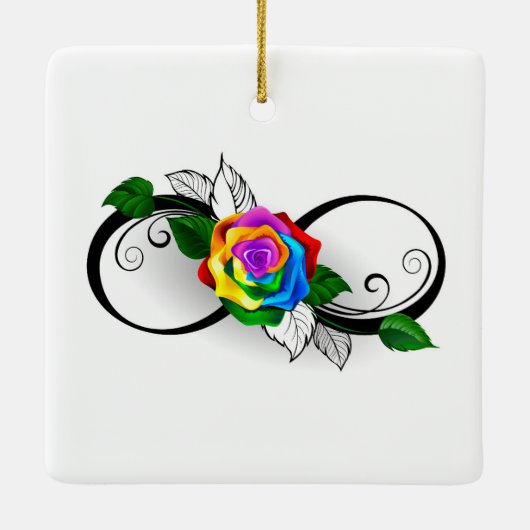 Infiniteitssymbool met regenboogRoos Keramisch Ornament (Achterkant)