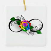 Infiniteitssymbool met regenboogRoos Keramisch Ornament (Voorkant)