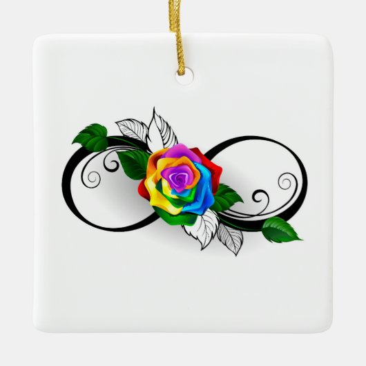 Infiniteitssymbool met regenboogRoos Keramisch Ornament (Voorkant)