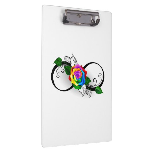 Infiniteitssymbool met regenboogRoos Klembord (Rechts)