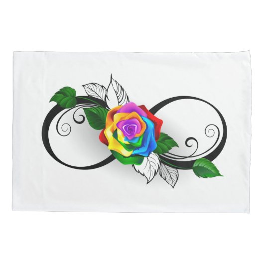 Infiniteitssymbool met regenboogRoos Kussensloop (Achterkant)