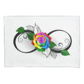 Infiniteitssymbool met regenboogRoos Kussensloop (Voorkant)