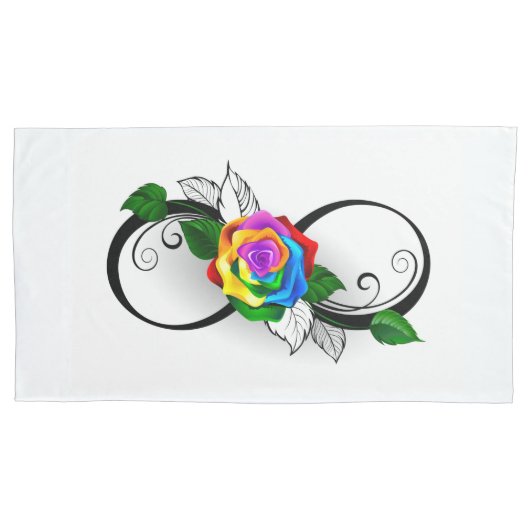 Infiniteitssymbool met regenboogRoos Kussensloop (Voorkant-Links)