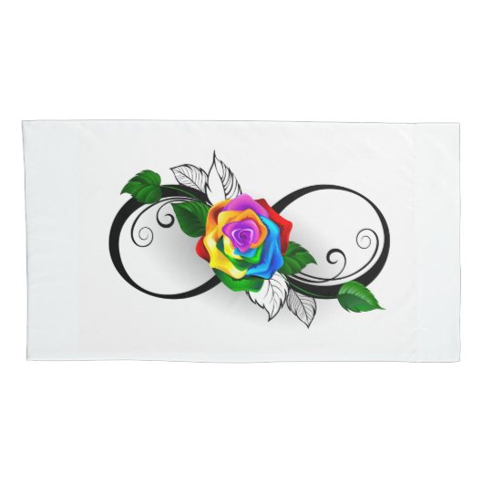 Infiniteitssymbool met regenboogRoos Kussensloop (Achterkant-Rechts)