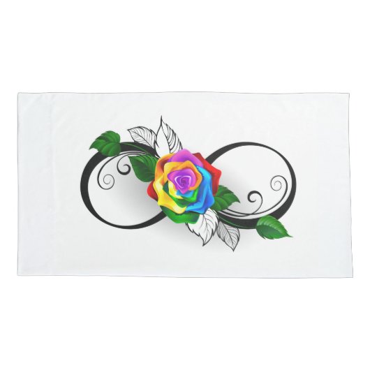 Infiniteitssymbool met regenboogRoos Kussensloop (Achterkant)