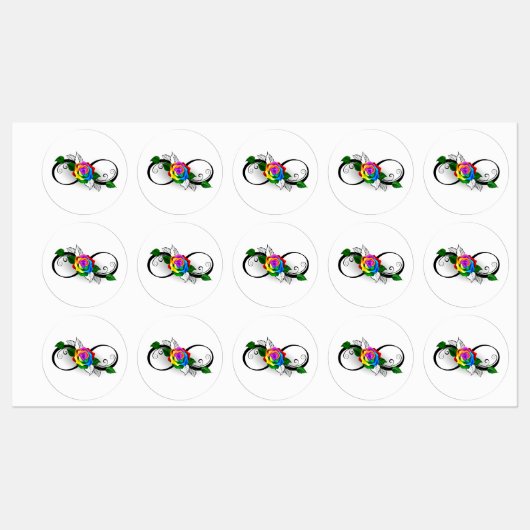 Infiniteitssymbool met regenboogRoos Labels (Vel)
