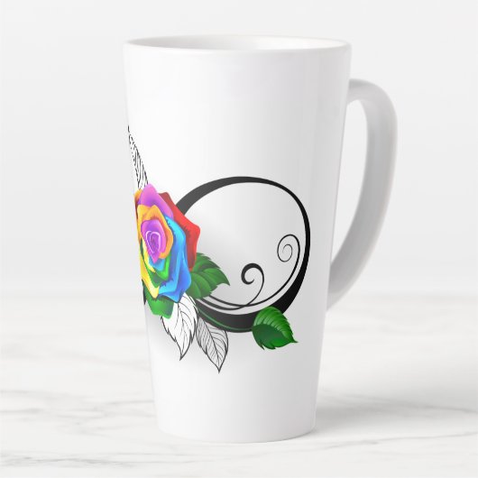 Infiniteitssymbool met regenboogRoos Latte Mok (Rechterhoek)