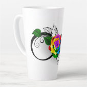 Infiniteitssymbool met regenboogRoos Latte Mok (Linkerhoek)
