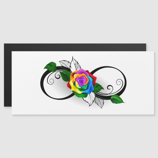 Infiniteitssymbool met regenboogRoos Magnetische Uitnodiging (Voorkant / Achterkant)